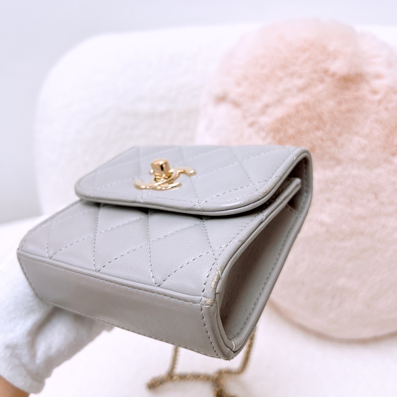 Chanel trendy mini 淺灰方胖小盒子/化妝包-3