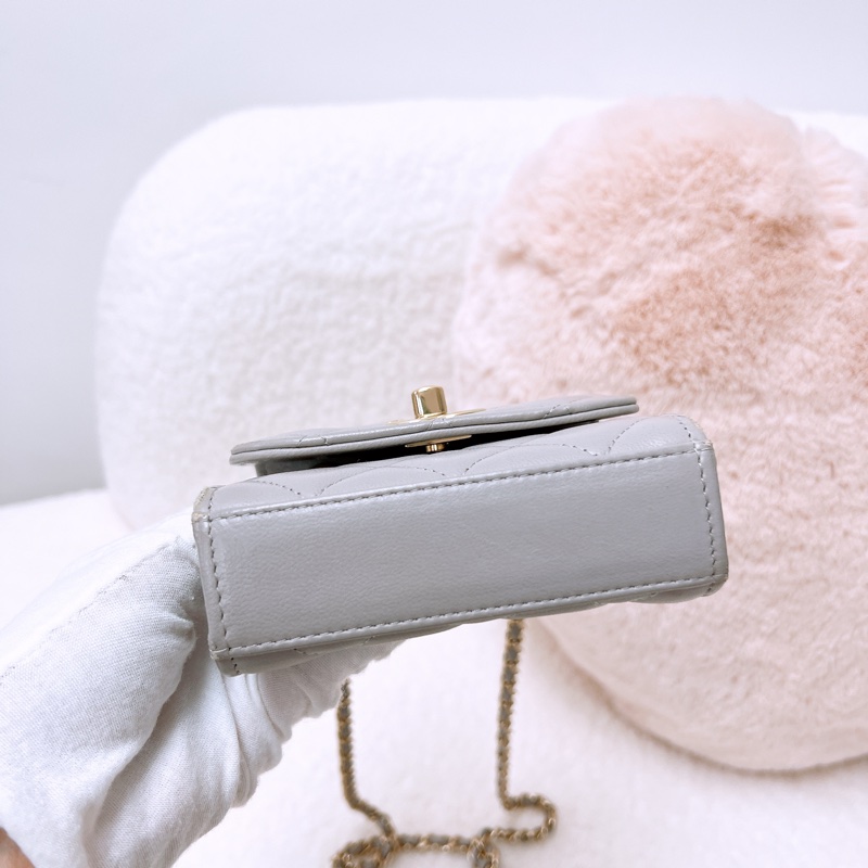 Chanel trendy mini 淺灰方胖小盒子/化妝包-4