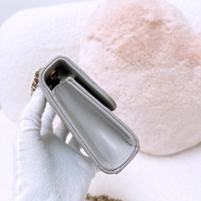 Chanel trendy mini 淺灰方胖小盒子/化妝包-6