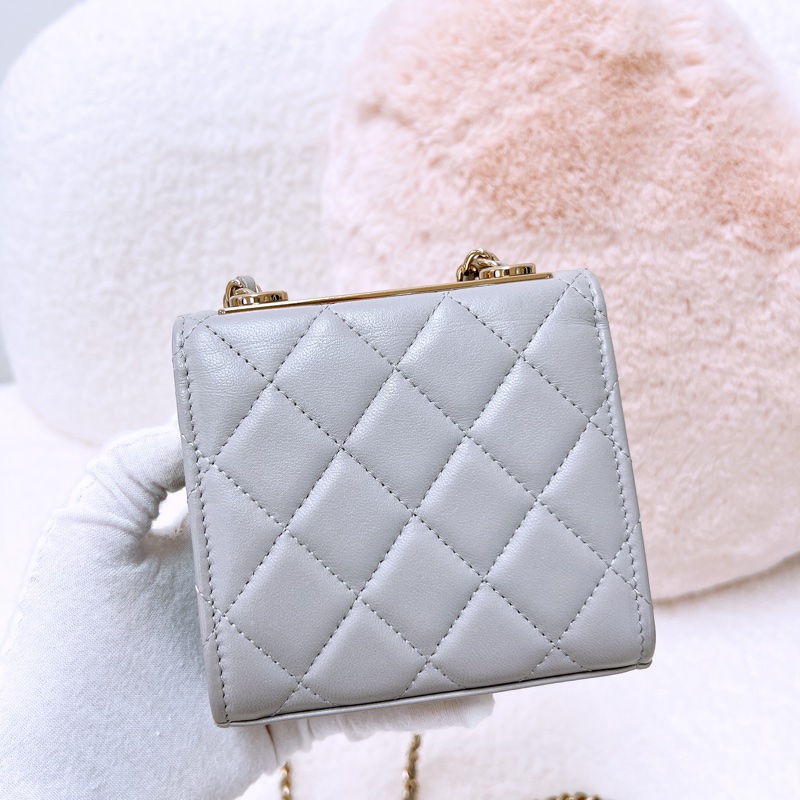 Chanel trendy mini 淺灰方胖小盒子/化妝包-7