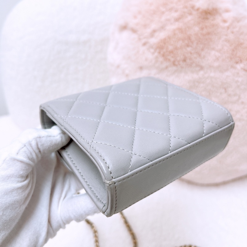 Chanel trendy mini 淺灰方胖小盒子/化妝包-8