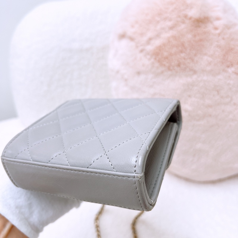 Chanel trendy mini 淺灰方胖小盒子/化妝包-9