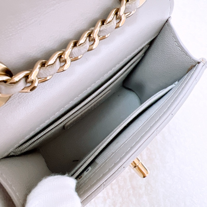 Chanel trendy mini 淺灰方胖小盒子/化妝包-11