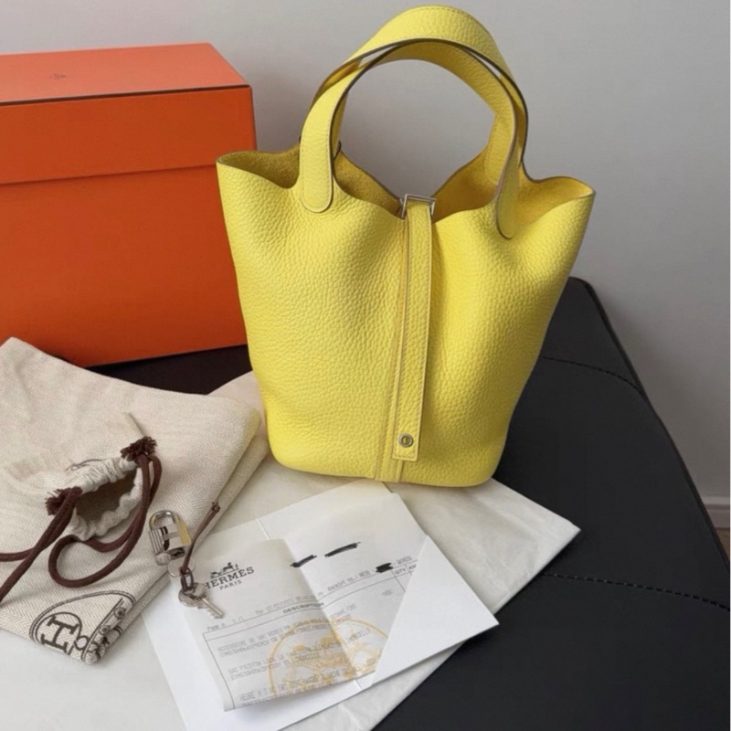 99新全套hermes愛馬仕黃色菜籃子18  U刻 配件全套票-0