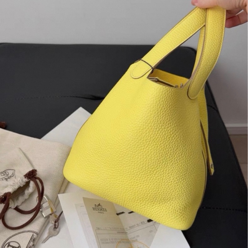 99新全套hermes愛馬仕黃色菜籃子18  U刻 配件全套票-3