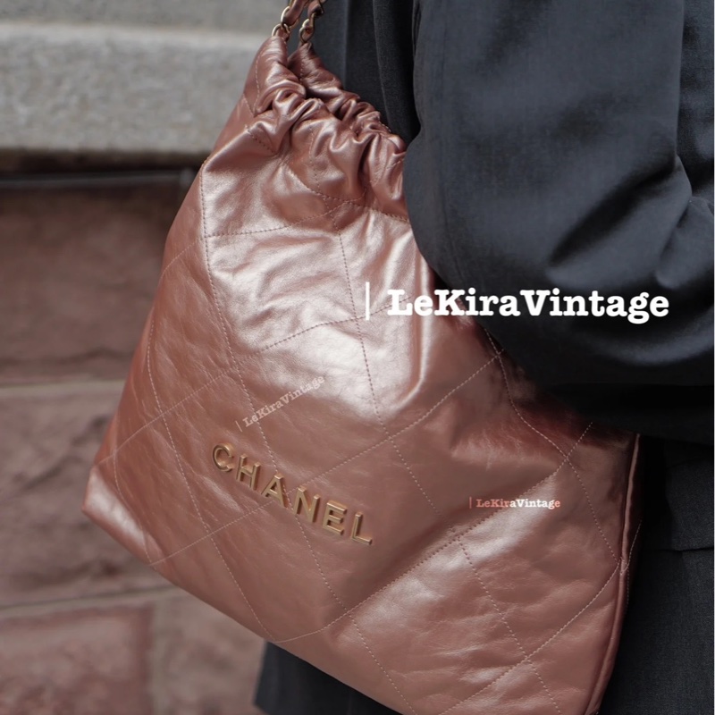 香奈兒香檳金22Bag 小號-5