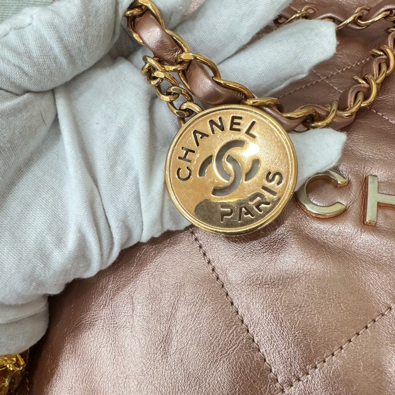 香奈兒香檳金22Bag 小號-12