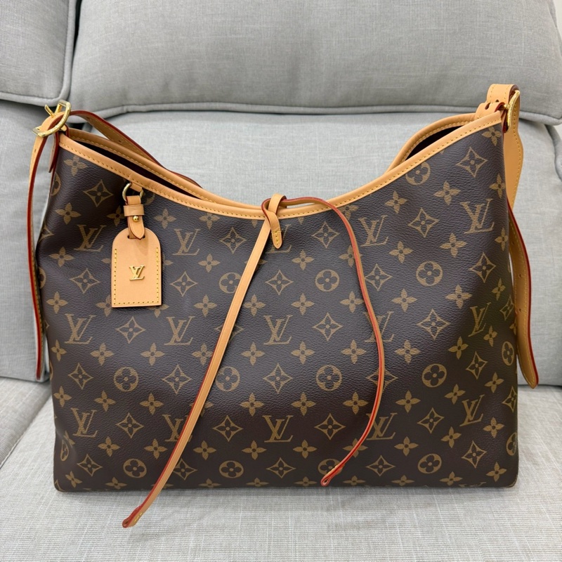 LV M46197 CARRYALL MM系列Monogram帆布牛皮飾邊手提 肩背包 斜背包附萬用包-5