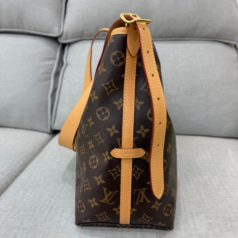 LV M46197 CARRYALL MM系列Monogram帆布牛皮飾邊手提 肩背包 斜背包附萬用包-6