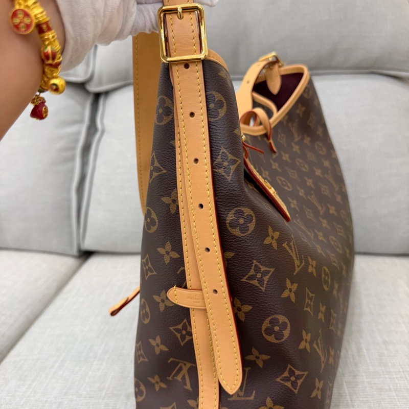 LV M46197 CARRYALL MM系列Monogram帆布牛皮飾邊手提 肩背包 斜背包附萬用包-18