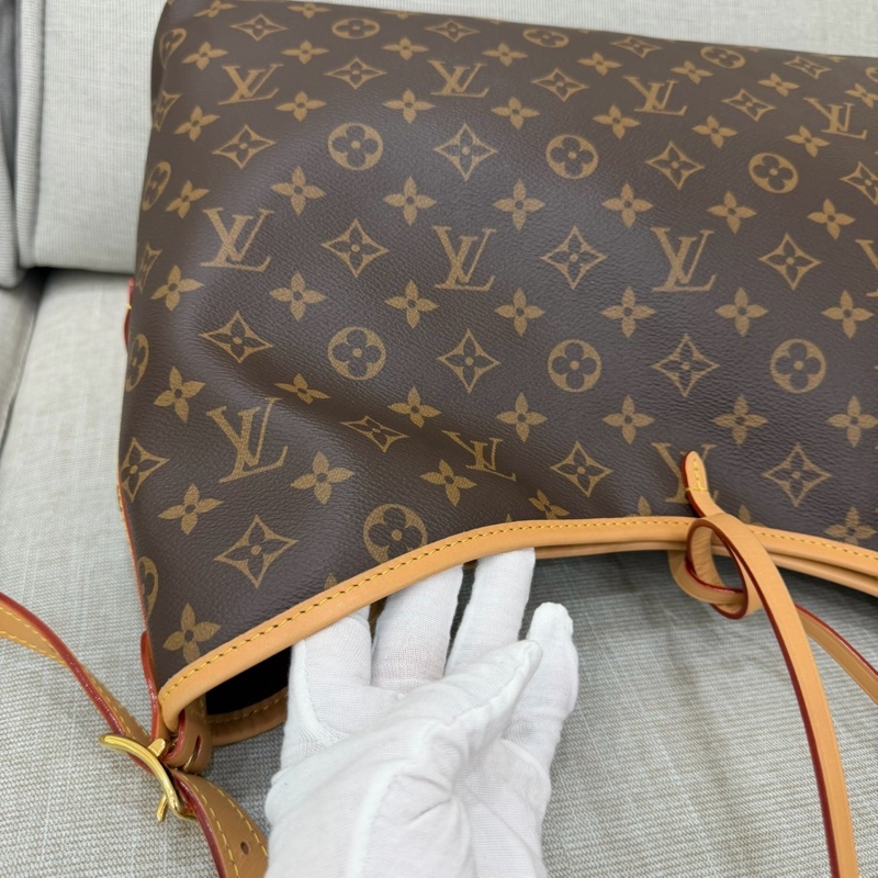 LV M46197 CARRYALL MM系列Monogram帆布牛皮飾邊手提 肩背包 斜背包附萬用包-22