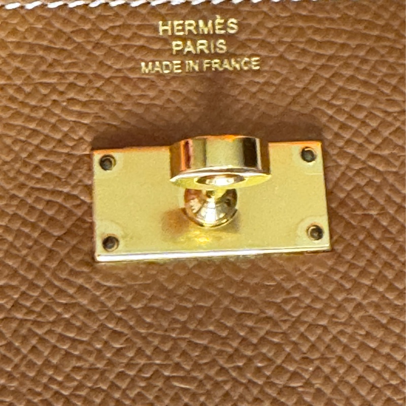 *Hermes kelly 愛馬仕Tc皮金棕金扣長夾-12
