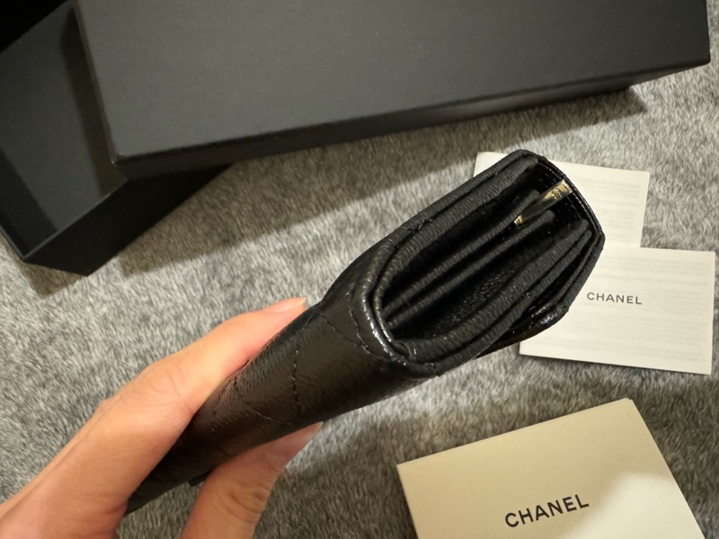 Chanel香奈兒22K荔枝牛皮長夾/香奈兒雕花logo長夾/Chanel wallet/香奈兒黑色長夾/小香黑色長夾-11