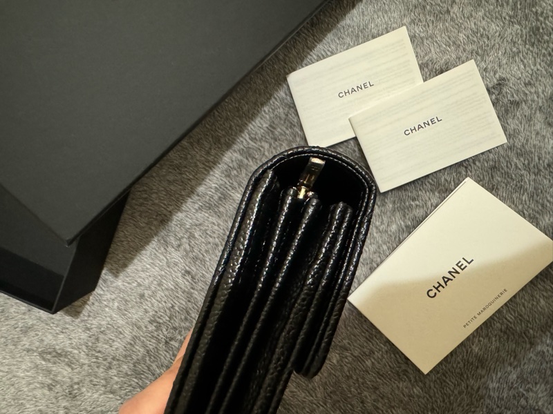 Chanel香奈兒22K荔枝牛皮長夾/香奈兒雕花logo長夾/Chanel wallet/香奈兒黑色長夾/小香黑色長夾-13