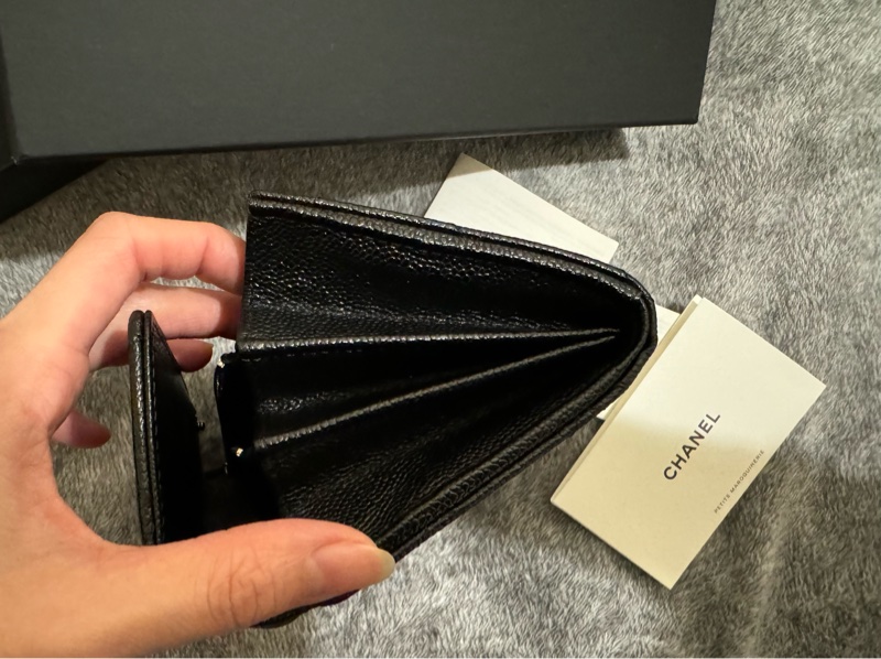 Chanel香奈兒22K荔枝牛皮長夾/香奈兒雕花logo長夾/Chanel wallet/香奈兒黑色長夾/小香黑色長夾-15