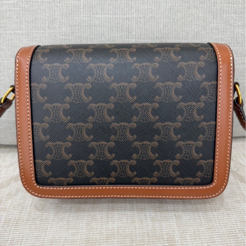 Celine棕色老花凱旋門box teen 斜背包-6