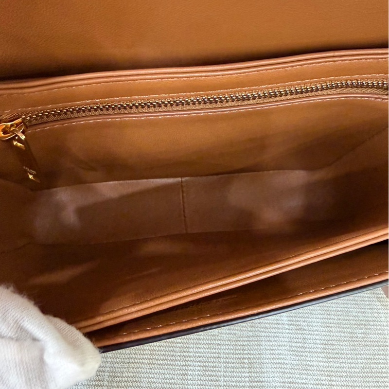 Celine棕色老花凱旋門box teen 斜背包-18