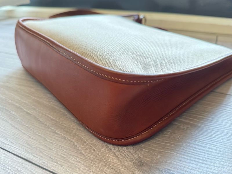 愛馬仕伊芙琳Hermes Evelyne29帆布拼馬鞍皮銀釦/愛馬仕帆布拼皮肩背包-9