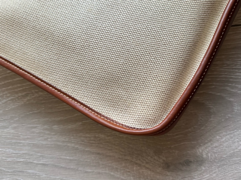 愛馬仕伊芙琳Hermes Evelyne29帆布拼馬鞍皮銀釦/愛馬仕帆布拼皮肩背包-13
