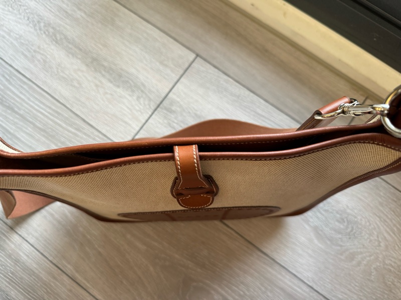 愛馬仕伊芙琳Hermes Evelyne29帆布拼馬鞍皮銀釦/愛馬仕帆布拼皮肩背包-16