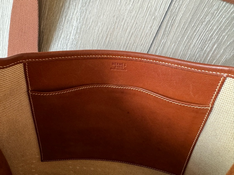 愛馬仕伊芙琳Hermes Evelyne29帆布拼馬鞍皮銀釦/愛馬仕帆布拼皮肩背包-19