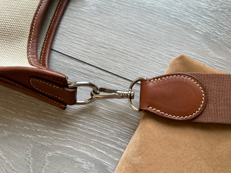 愛馬仕伊芙琳Hermes Evelyne29帆布拼馬鞍皮銀釦/愛馬仕帆布拼皮肩背包-23