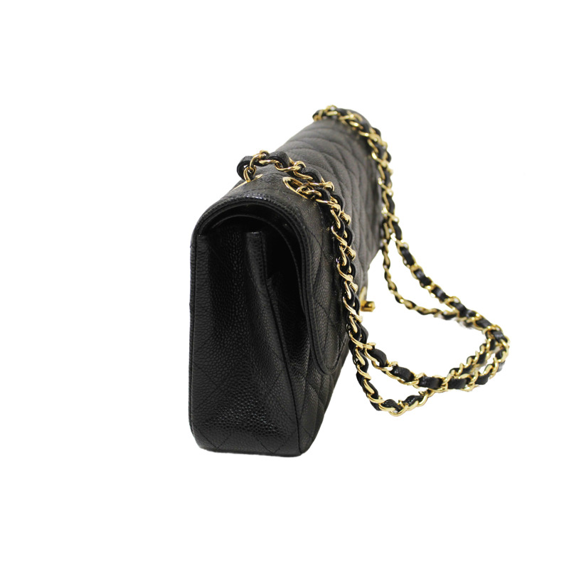 Chanel Classic Black Quilted Caviar Leather Classic Medium Double Flap Bag-2