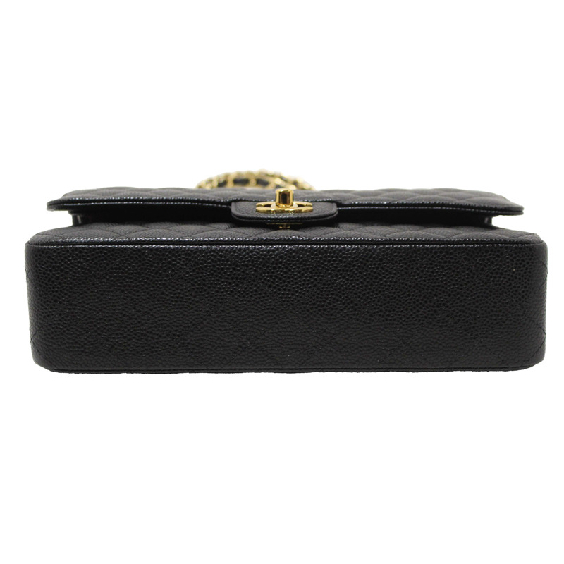 Chanel Classic Black Quilted Caviar Leather Classic Medium Double Flap Bag-11