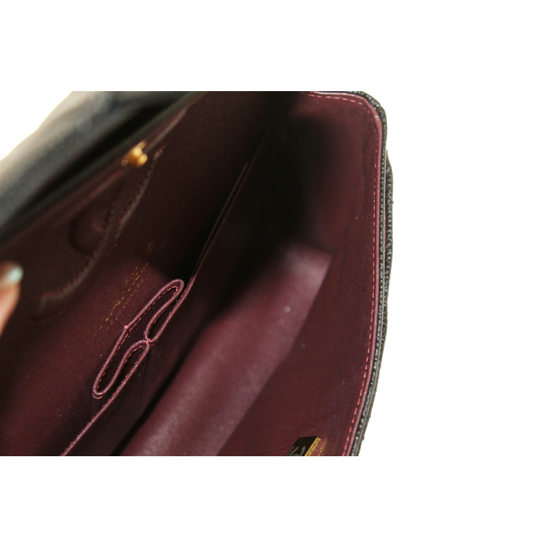 Chanel Classic Black Quilted Caviar Leather Classic Medium Double Flap Bag-20