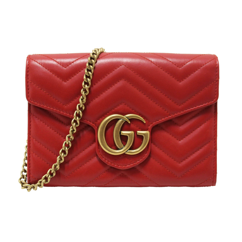 Gucci Red Marmont Matelassé Chevron Leather Mini Bag-0