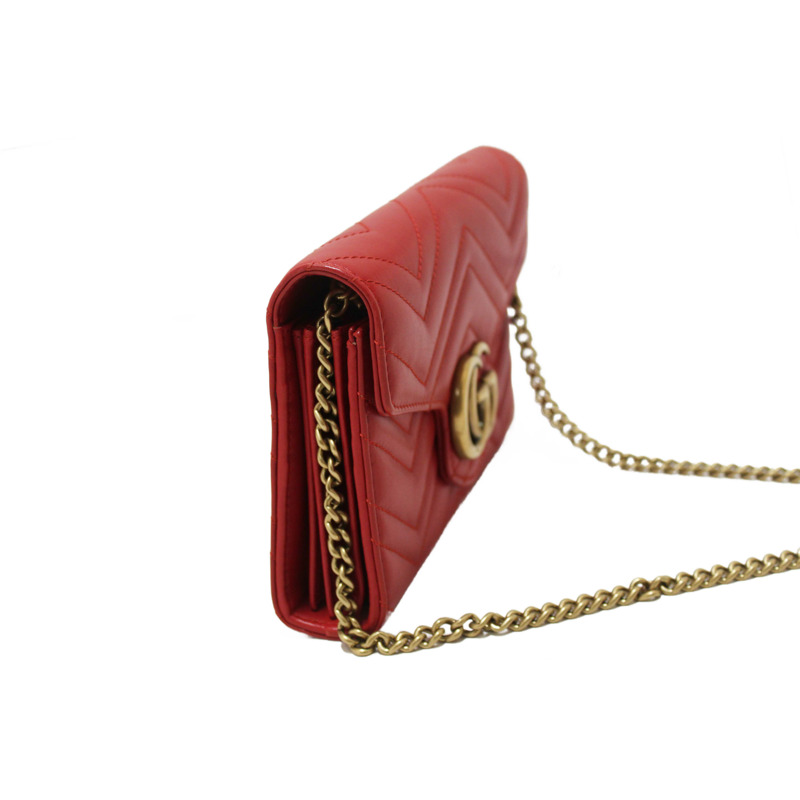 Gucci Red Marmont Matelassé Chevron Leather Mini Bag-4