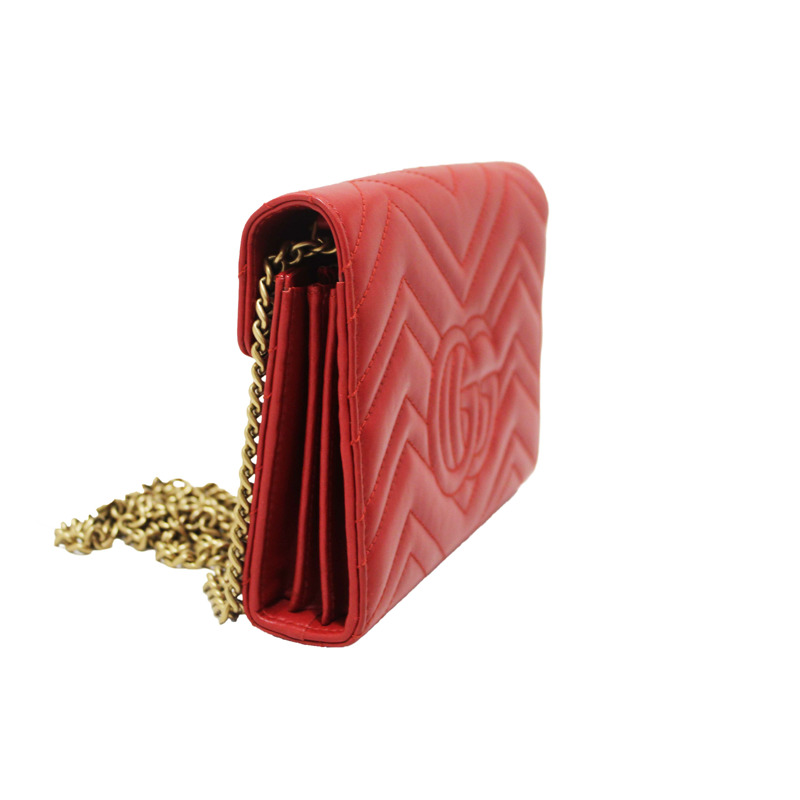 Gucci Red Marmont Matelassé Chevron Leather Mini Bag-5