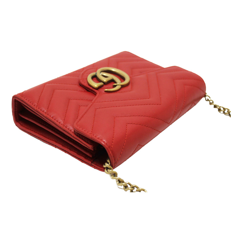 Gucci Red Marmont Matelassé Chevron Leather Mini Bag-11