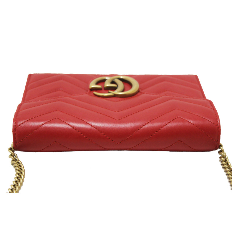 Gucci Red Marmont Matelassé Chevron Leather Mini Bag-15