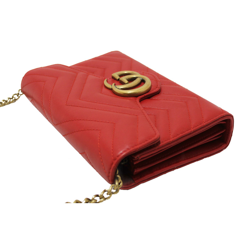Gucci Red Marmont Matelassé Chevron Leather Mini Bag-17