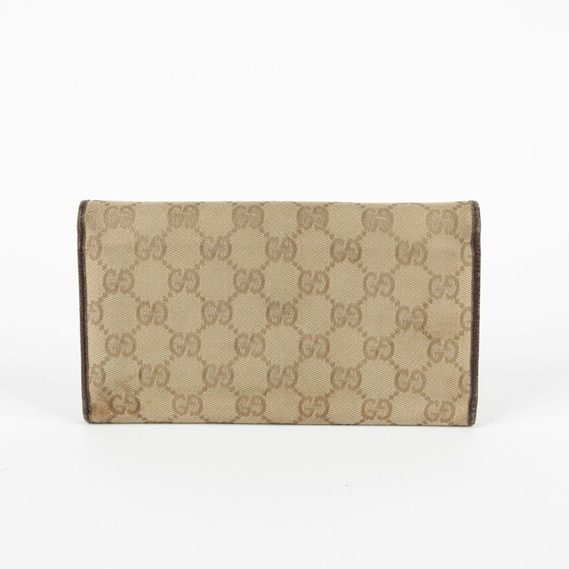 GUCCI GG 提花帆布翻蓋長版皮夾 254586-1