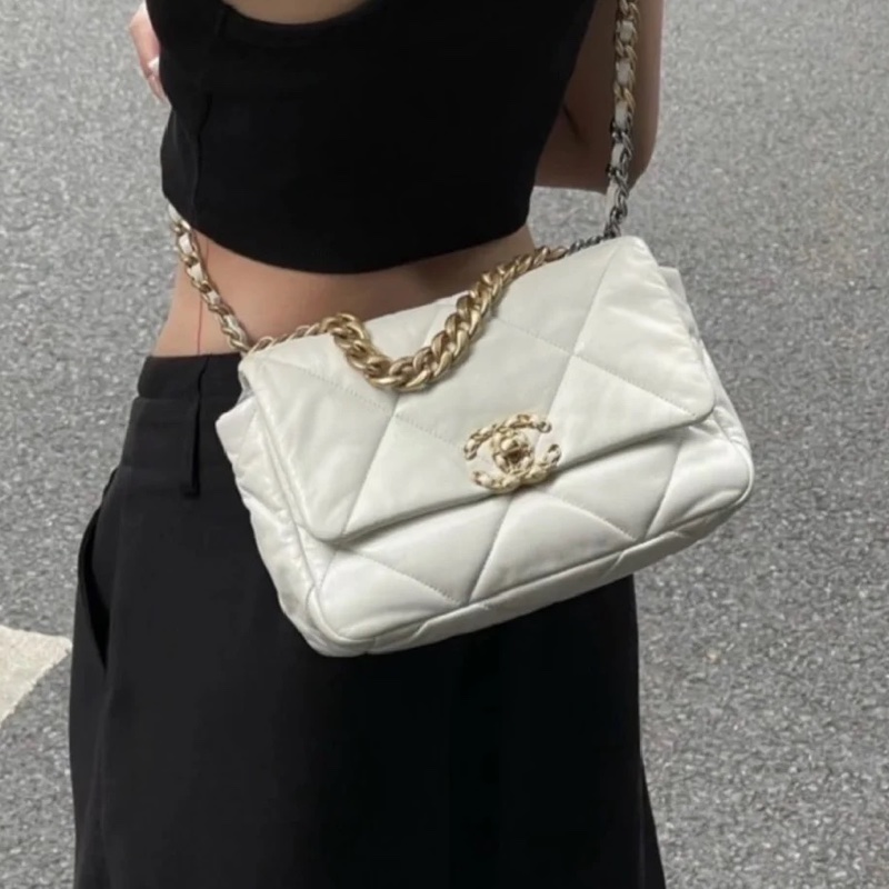 全網最低價🈶購證😍Chanel白金小號19bag單肩斜挎手提包-4