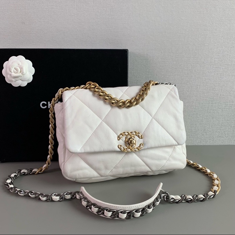 全網最低價🈶購證😍Chanel白金小號19bag單肩斜挎手提包-10