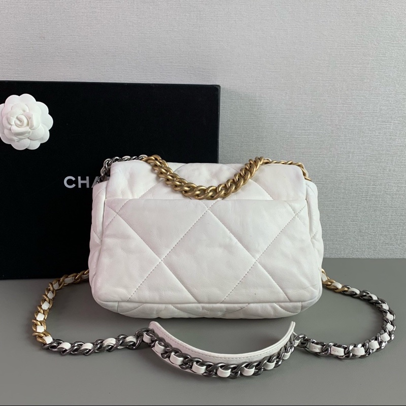 全網最低價🈶購證😍Chanel白金小號19bag單肩斜挎手提包-12