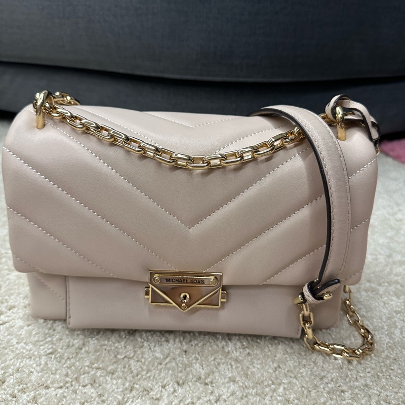 二手Michael Kors cece中號 絕版櫻花粉 羊皮鏈條包 MK-0