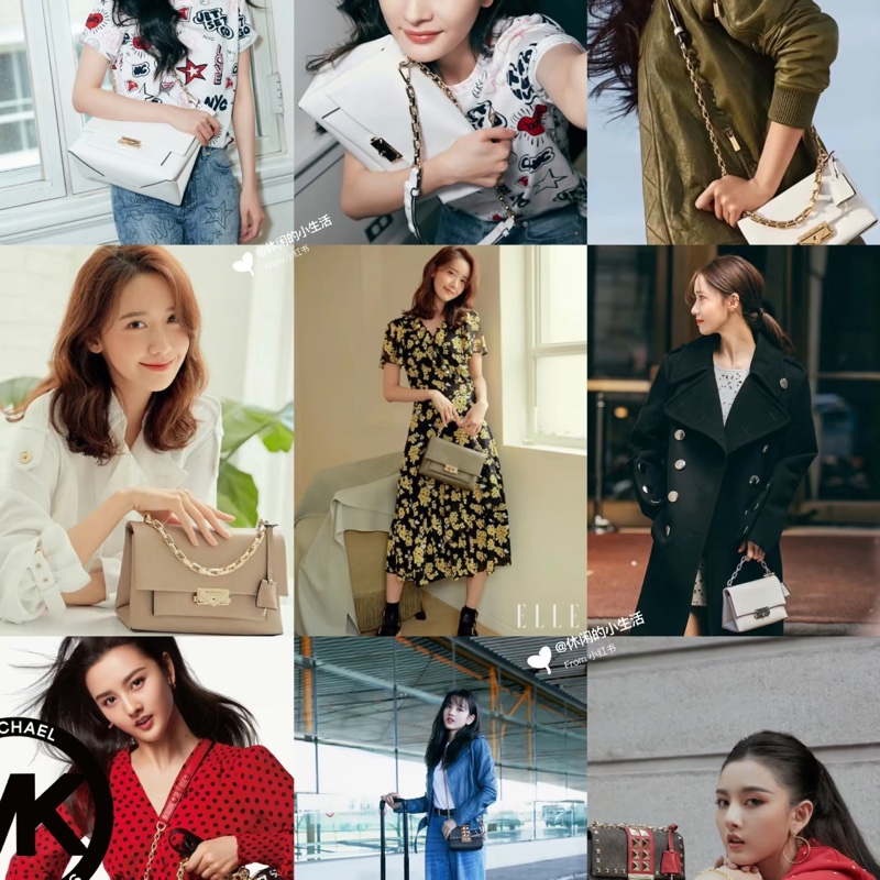 二手Michael Kors cece中號 絕版櫻花粉 羊皮鏈條包 MK-2