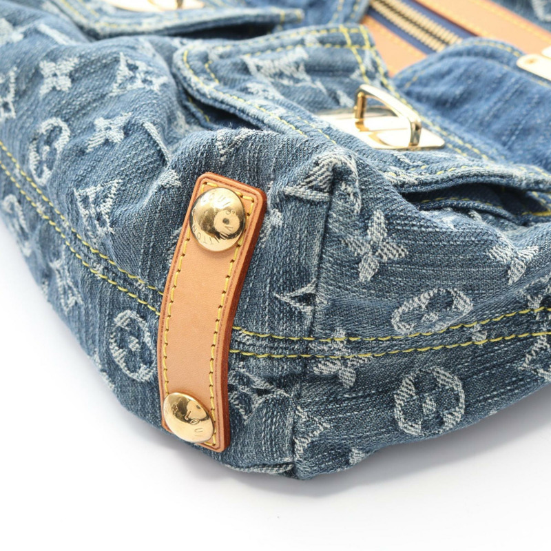 Louis Vuitton Baggy PM 單肩包,採用 Monogram 牛仔布和皮革製成,女士藍色,M95049-5