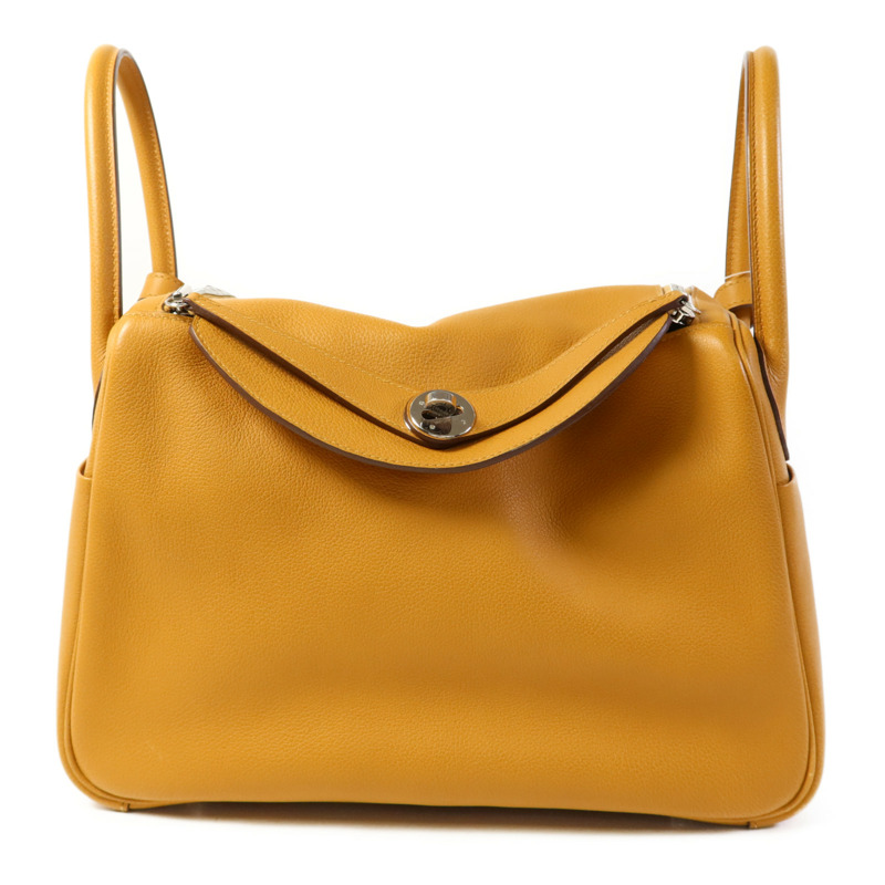 HERMES Evercolor皮革Lindy 30銀扣手挽肩背兩用袋Sesame-0