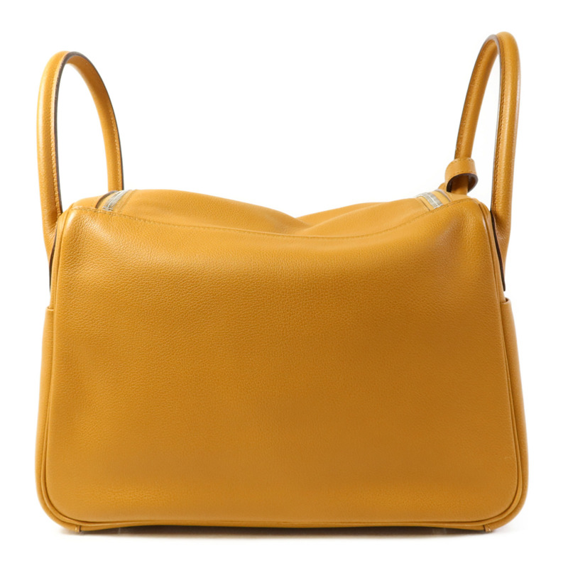 HERMES Evercolor皮革Lindy 30銀扣手挽肩背兩用袋Sesame-1