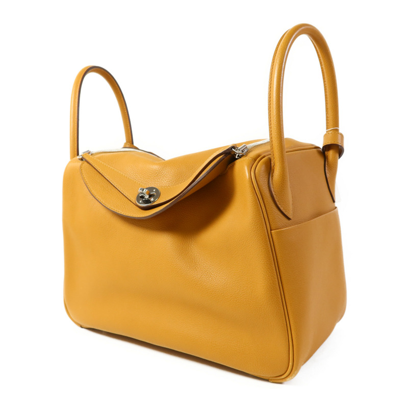 HERMES Evercolor皮革Lindy 30銀扣手挽肩背兩用袋Sesame-2