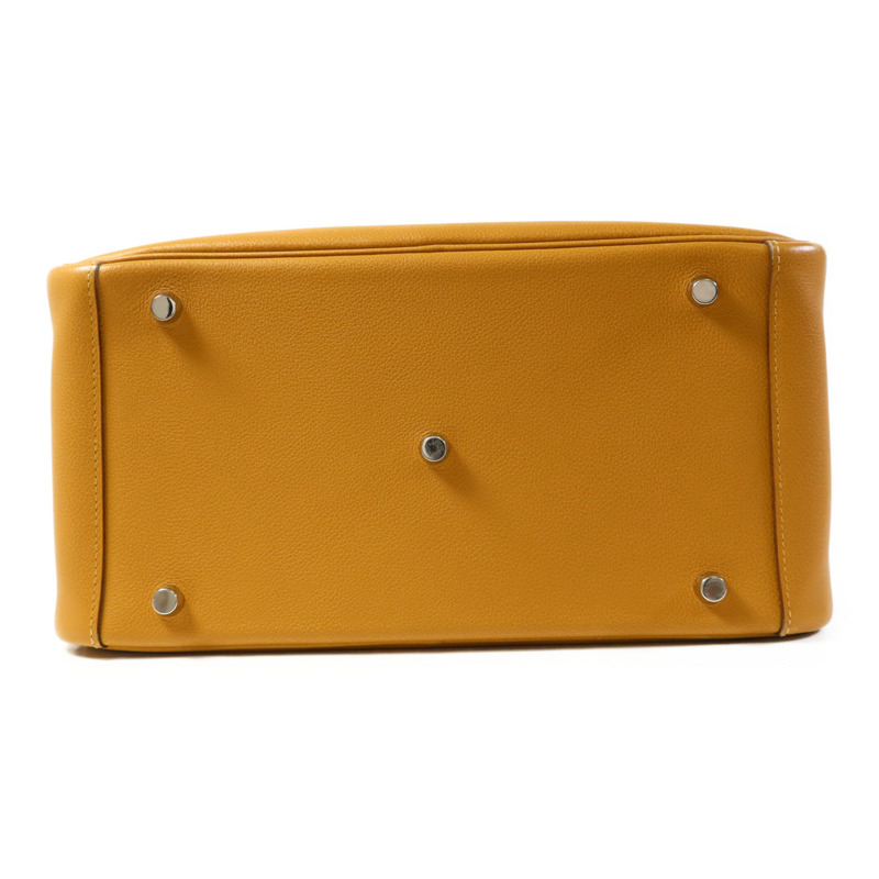 HERMES Evercolor皮革Lindy 30銀扣手挽肩背兩用袋Sesame-3