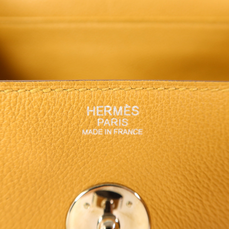 HERMES Evercolor皮革Lindy 30銀扣手挽肩背兩用袋Sesame-6