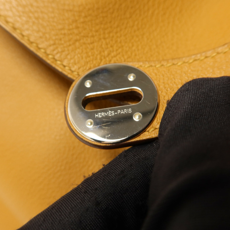 HERMES Evercolor皮革Lindy 30銀扣手挽肩背兩用袋Sesame-8