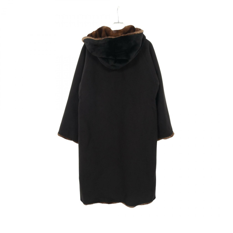 愛馬仕 Serie 連結雙面穿羊絨貂皮大衣 黑色棕色 二手女裝-1