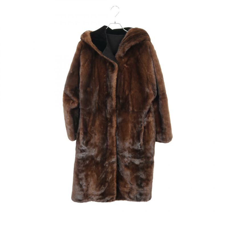 愛馬仕 Serie 連結雙面穿羊絨貂皮大衣 黑色棕色 二手女裝-2